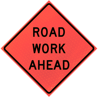 48" Marathon Reflective Vinyl Roll-Up Sign (Utility Work Ahead)